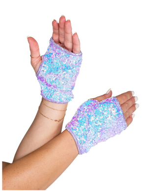 Open Finger Sequin Gloves