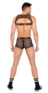 Men's Pride Two Tone Fishnet Trunks with Love Elastic