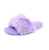 Cape Robbin Shoes Fur Lilac With Mini Rhinestones Sandals