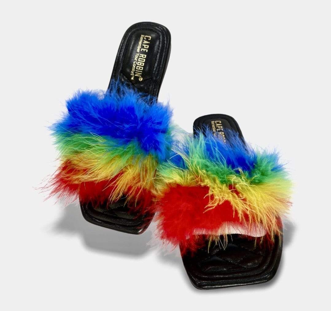 Cape Robbin Shoes Fur Multicolor Sandals
