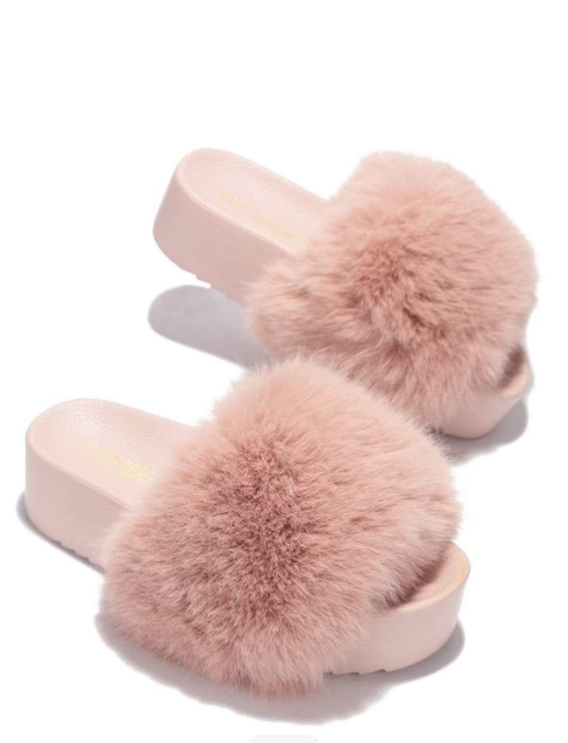 Cape Robbin Shoes Platform Thick Fur Blush Sandals - Women