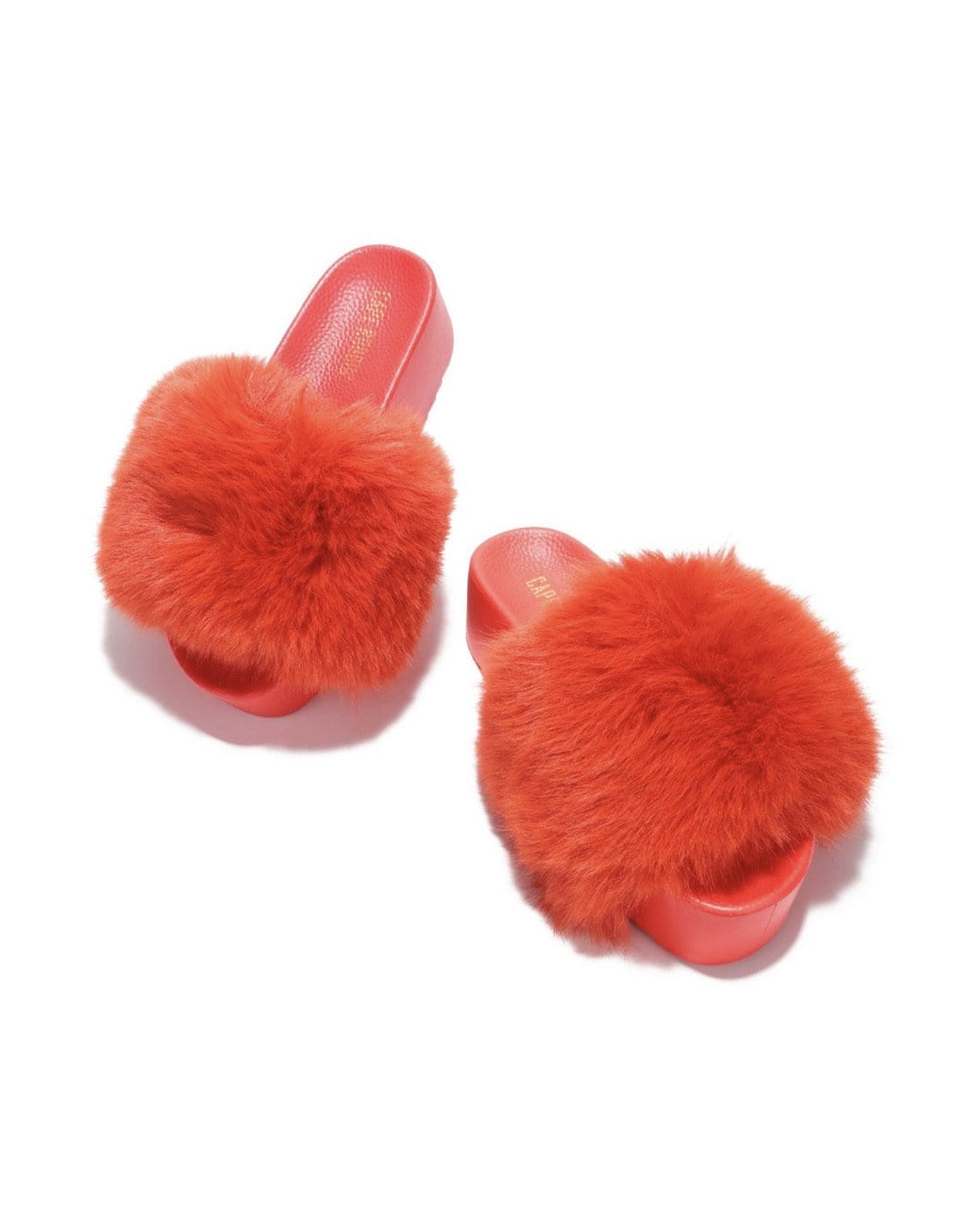 Cape Robbin Shoes Platform Thick Fur Orange Sandals - Women