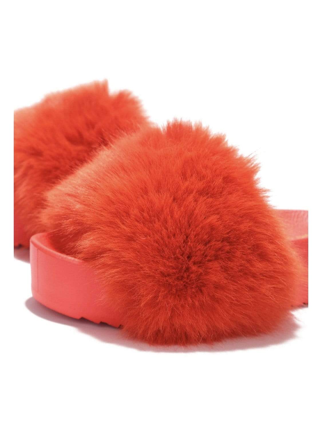 Cape Robbin Shoes Platform Thick Fur Orange Sandals - Women