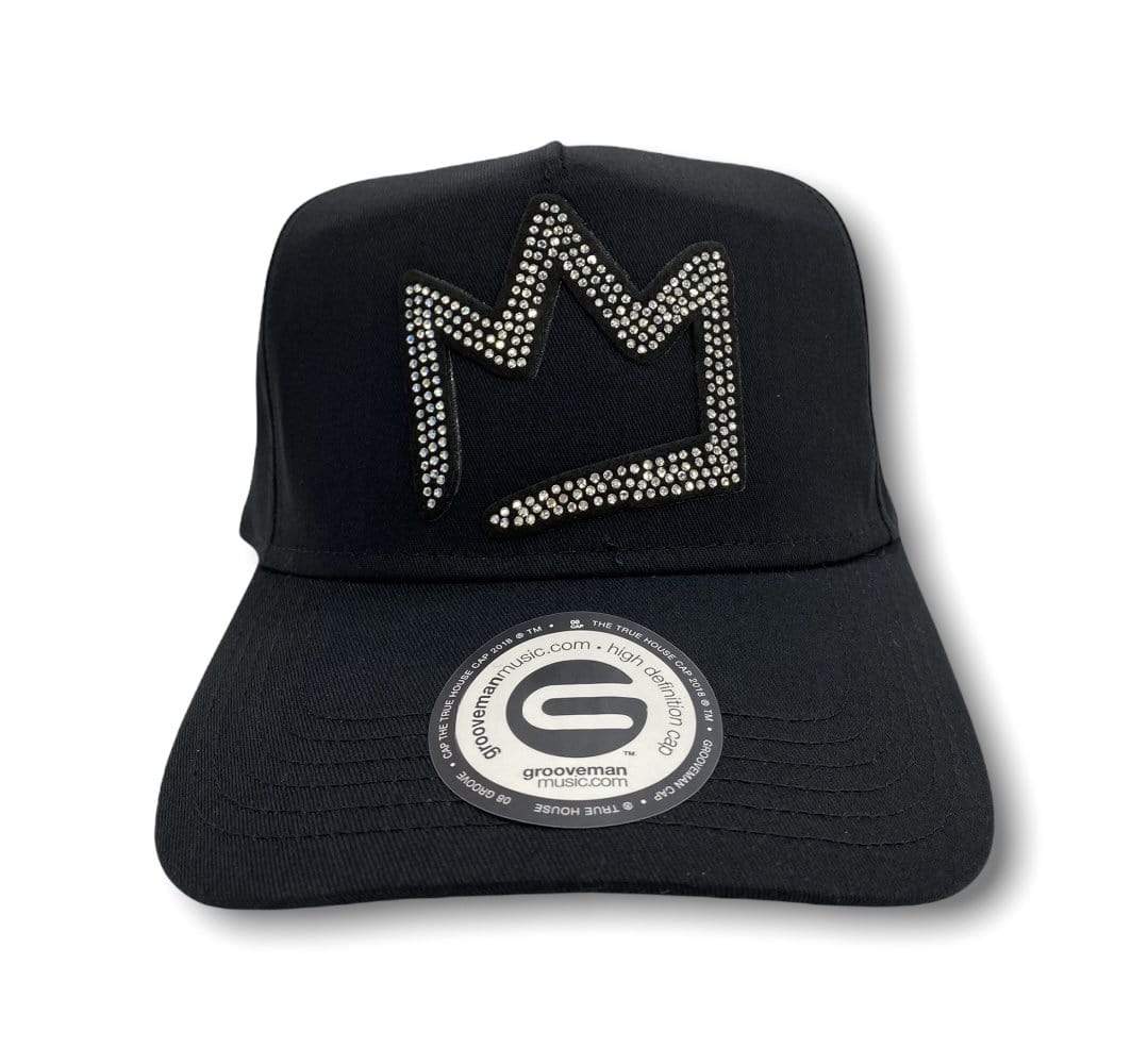 Grooveman Music Hats 5 Panel Mid Profile Baseball Cap King Crown Rhinestones
