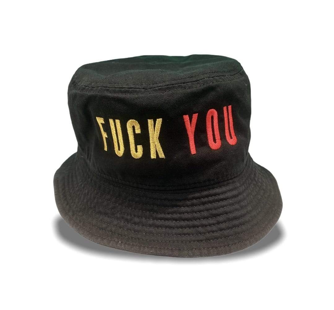Grooveman Music Hats L/XL / Black Red and Gold Fuck You Solid Bucket  Fitted Hat
