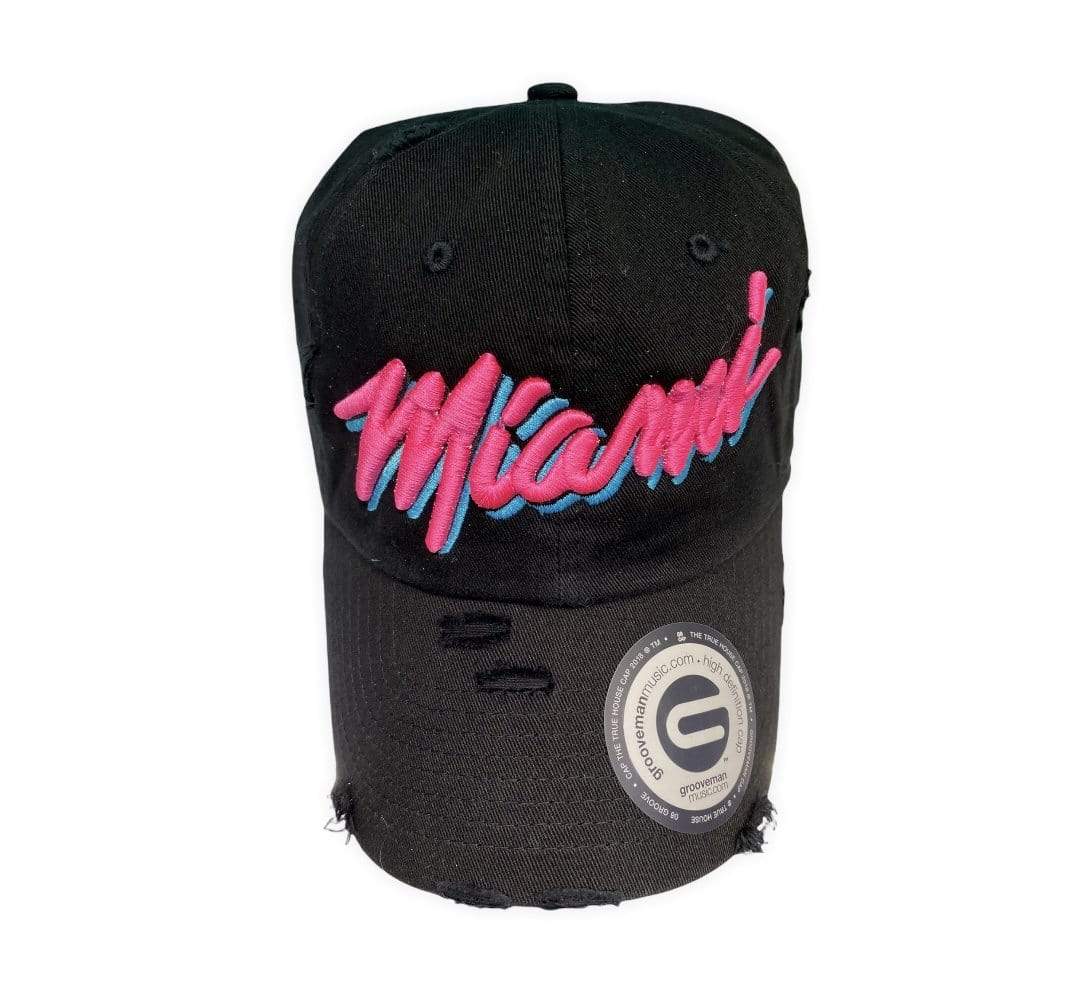 Grooveman Music Hats Miami 3D Embroidery Vintage Dad Hat
