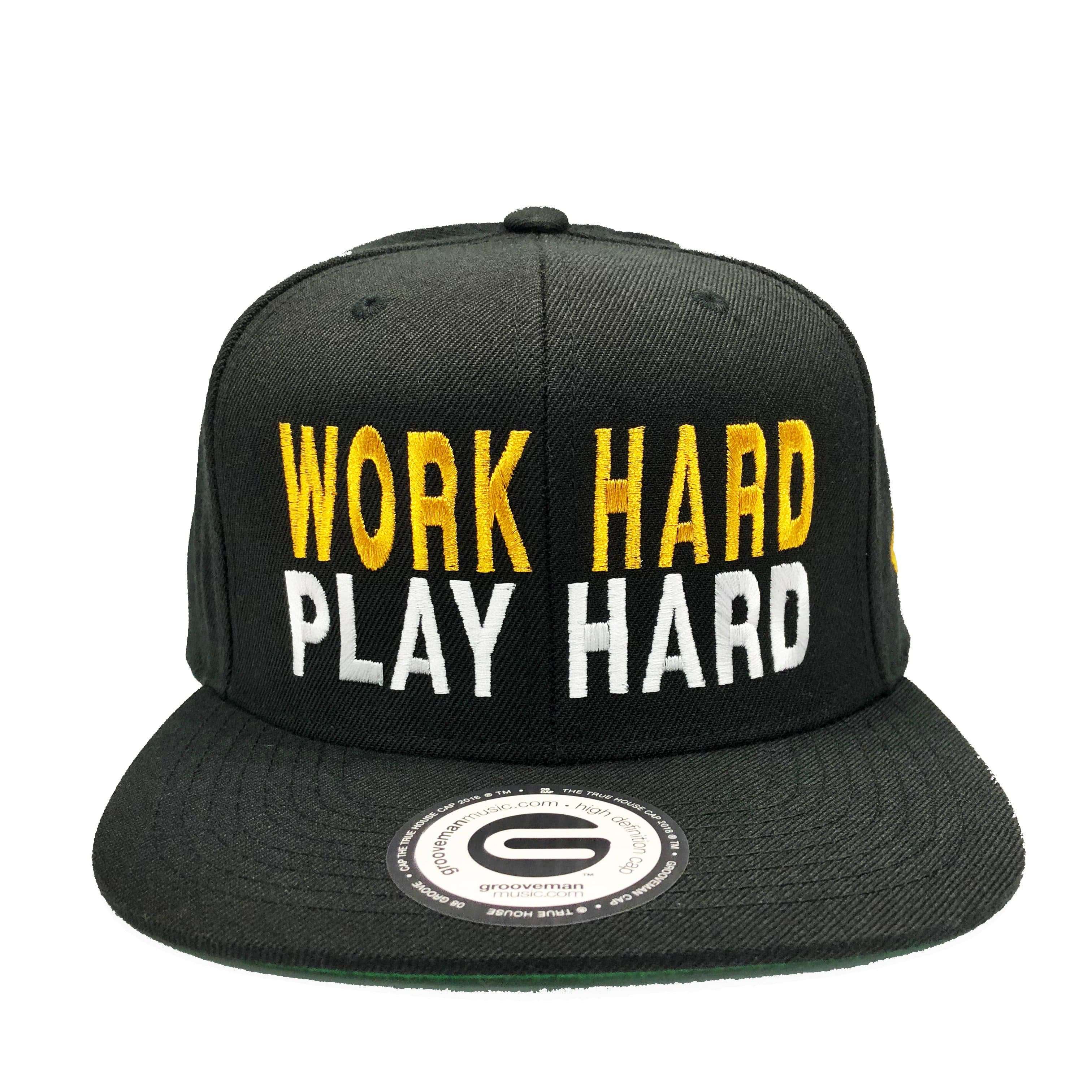 Grooveman Music Hats One Size / Black and Gold Work Hard Play Hard Black and Gold Hat