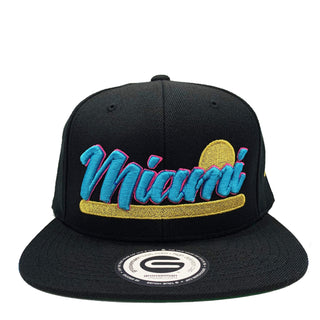 Grooveman Music Hats One Size / Black Blue Miami Sun Snapback