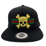 Grooveman Music Hats One Size / Black Gold Skull Snapback Hat