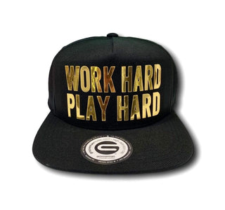 Grooveman Music Hats One Size / Black Gold Work Hard Shiny Snapback