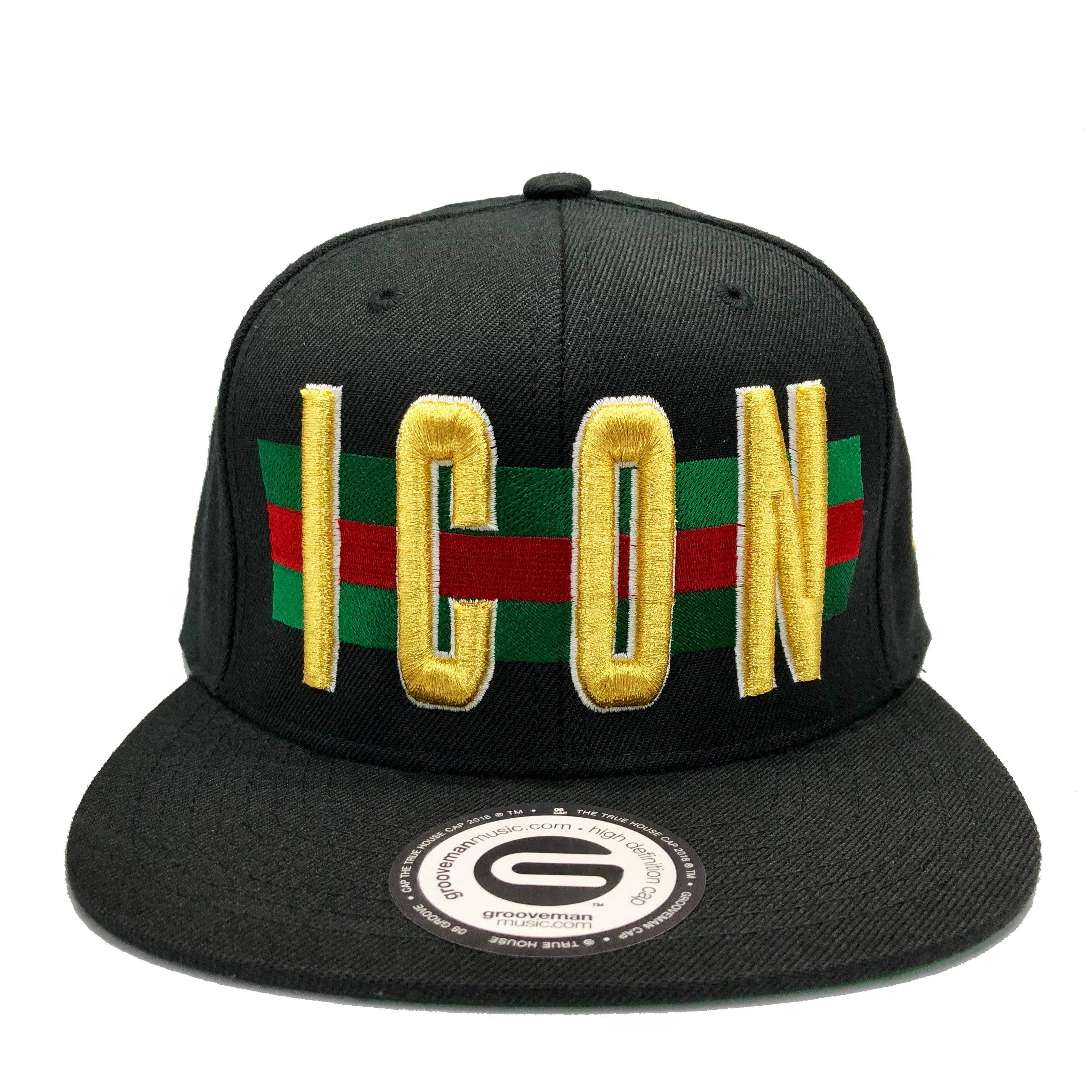 Grooveman Music Hats One Size / Black Icon Flag Background Snapback Cap