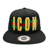 Grooveman Music Hats One Size / Black Icon Flag Background Snapback Cap