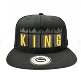 Grooveman Music Hats One Size / Black Metallic Grey King Crown Snapback Cap