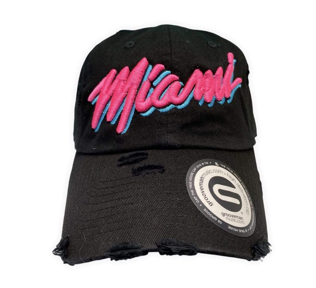 Grooveman Music Hats One Size / Black Miami 3D Embroidery Vintage Dad Hat