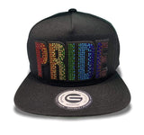 Grooveman Music Hats One Size / Black Rhinestone Snapback Hat | Pride Bold