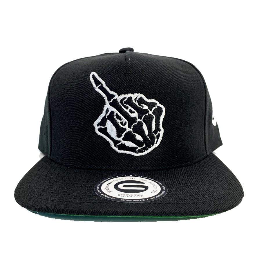Grooveman Music Hats One Size / Black Skull Middle Finger Snapback Hat