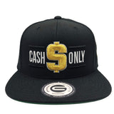 Grooveman Music Hats One Size / Black White Cash Only Money Sign Snapback