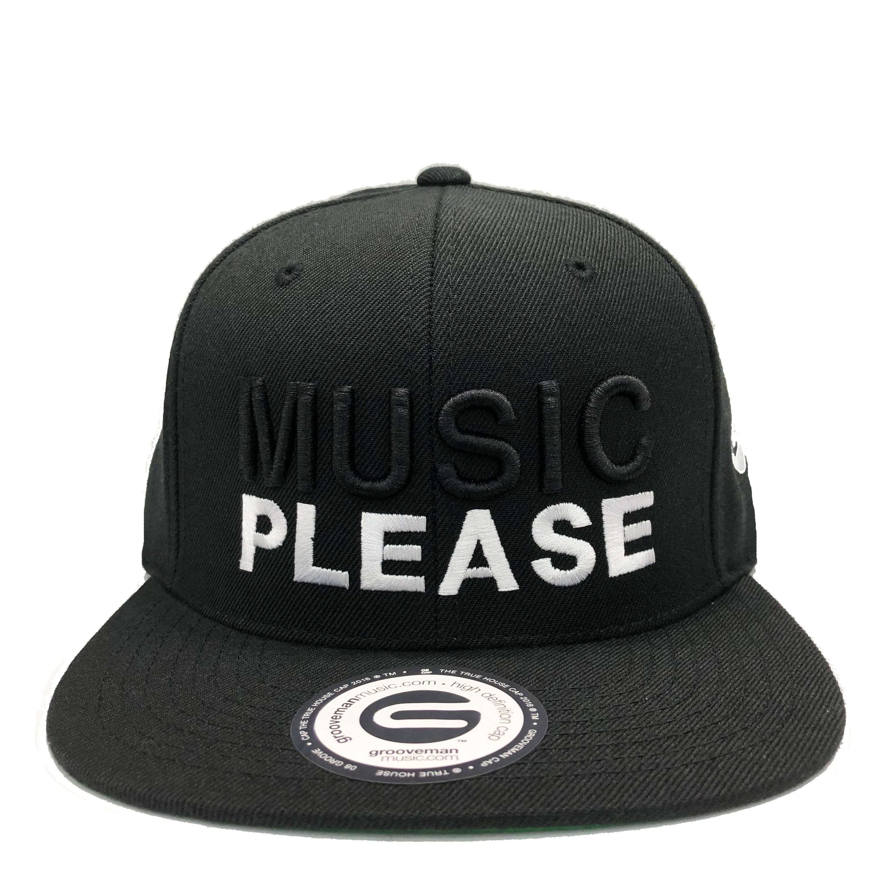 Grooveman Music Hats One Size / Black White Music Please Snapback Cap