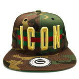 Grooveman Music Hats One Size / Camo Icon Flag Background Snapback Cap