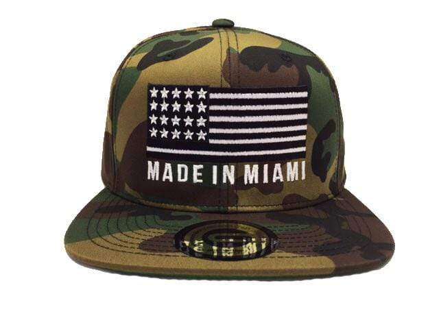 Grooveman Music Hats One Size / Camo Made In Miami Flag Snapback