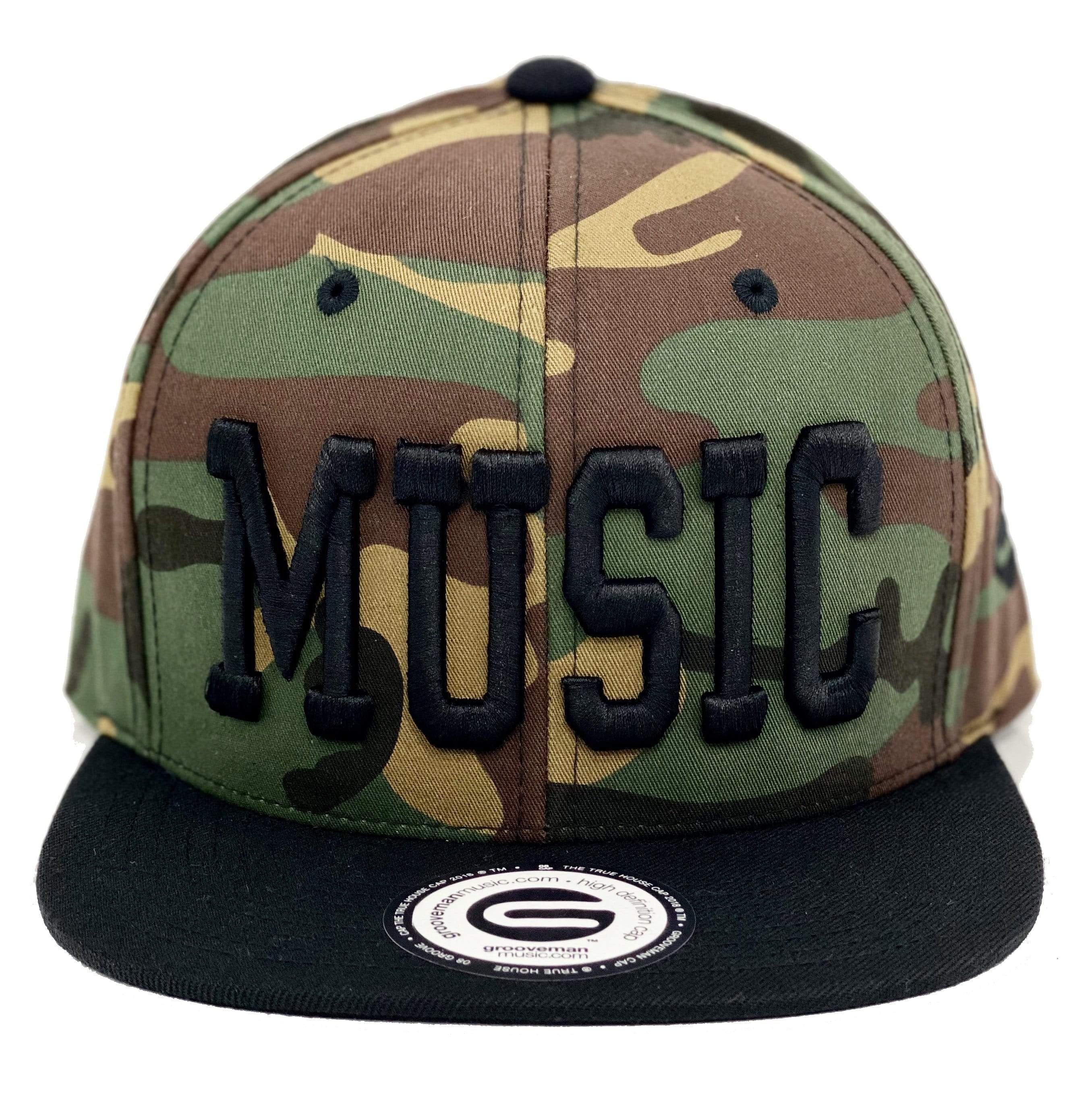 Grooveman Music Hats One Size / Camo Music Snapback Hat
