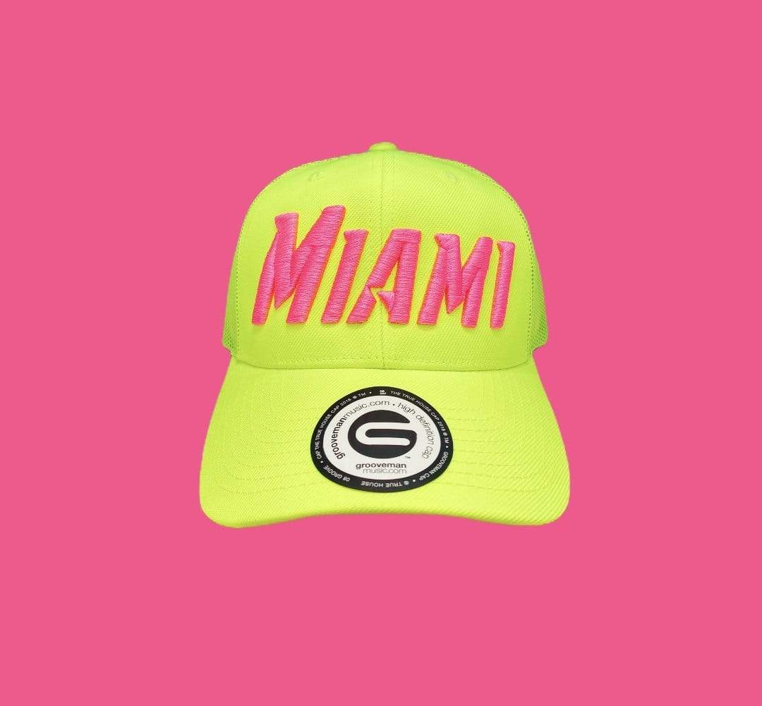 Grooveman Music Hats One Size / Neon Yellow Miami 3D Snapback Hat