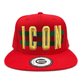 Grooveman Music Hats One Size / Red Icon Flag Background Snapback Cap
