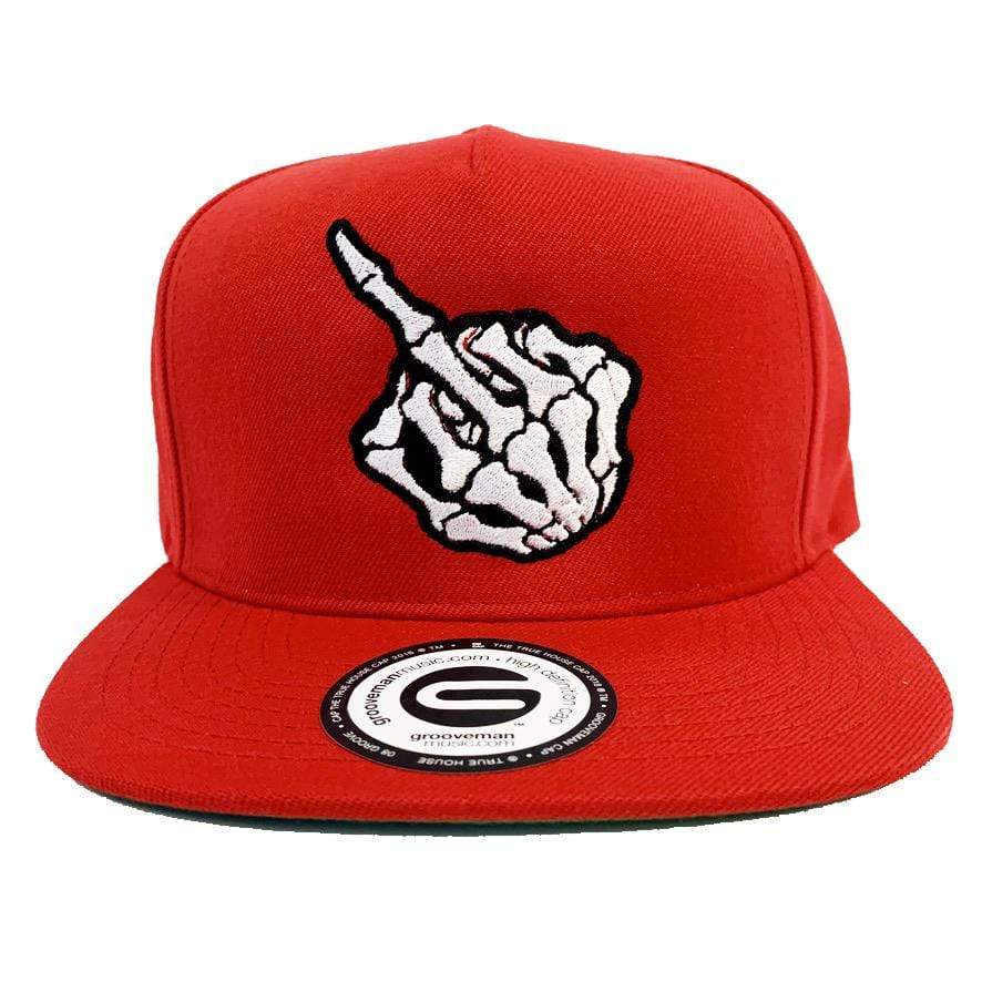 Grooveman Music Hats One Size / Red Skull Middle Finger Snapback Hat