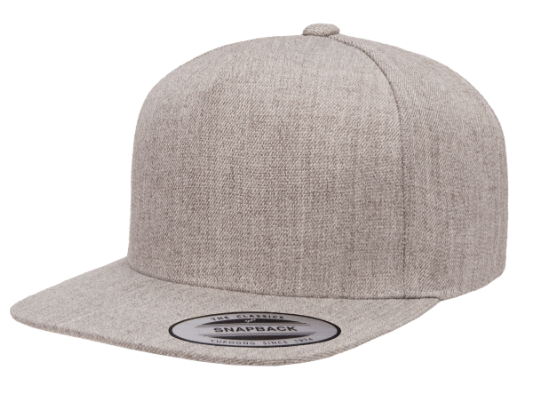 Grooveman Music Hats One Size Snapback / Heather Grey Custom Embroidery 5-Panel Caps