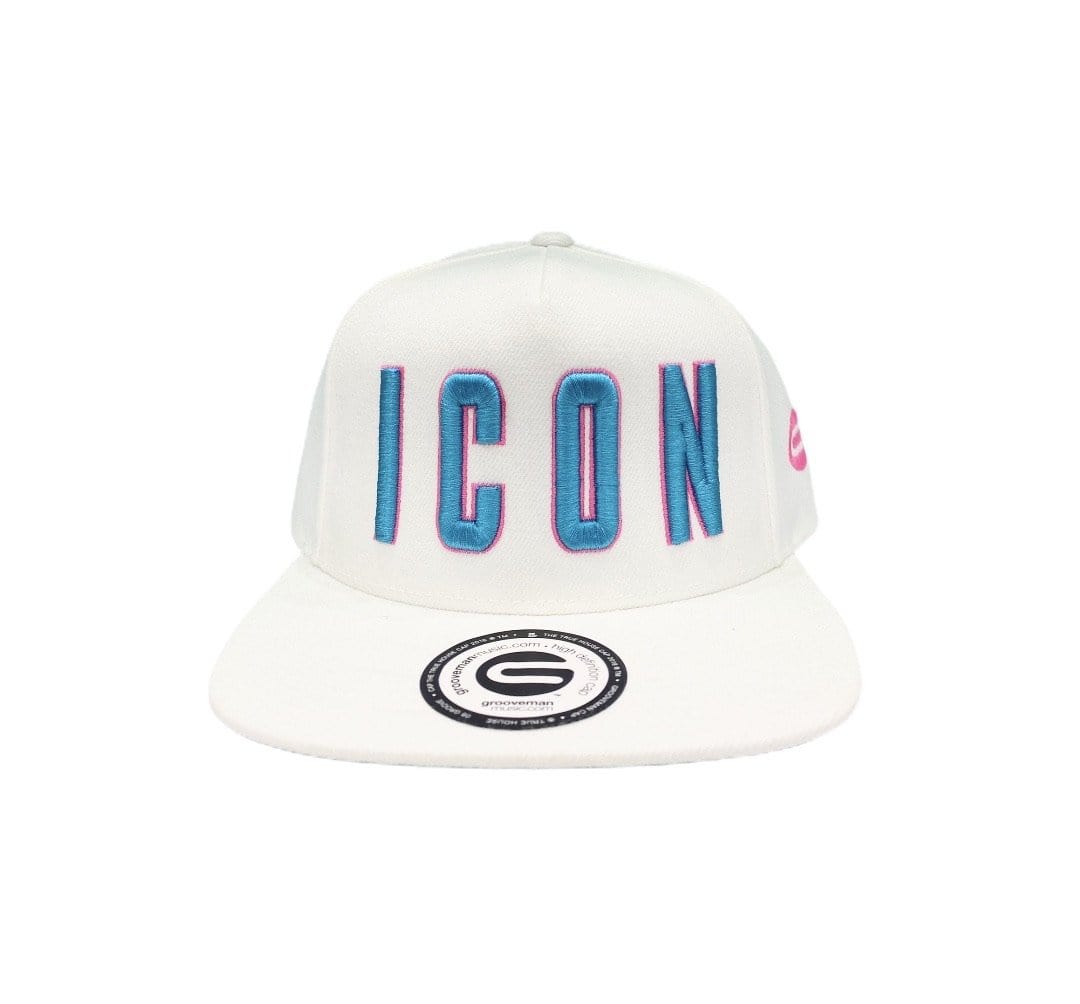 Grooveman Music Hats One Size / White Icon Outline Snapback Hat
