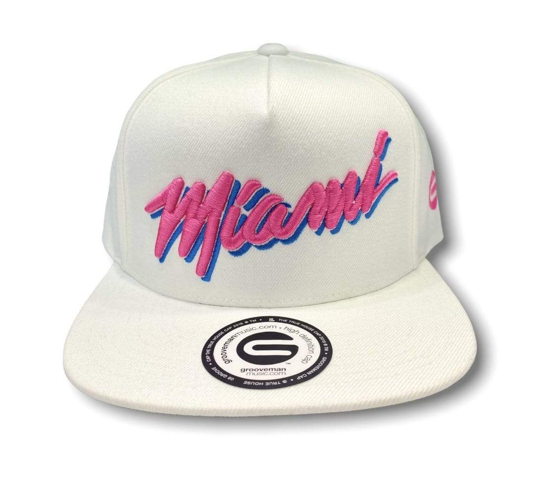 Grooveman Music Hats One Size / White Miami 3D Embroidery Snapback Black Hat