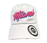 Grooveman Music Hats One Size / White Miami 3D Embroidery Vintage Dad Hat