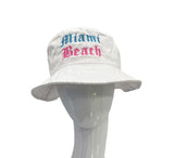 Grooveman Music Hats S/M / White Solid Bucket Miami Beach Fitted Hat
