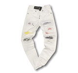 Grooveman Music Jeans Jeans Distressed Patchwork - White