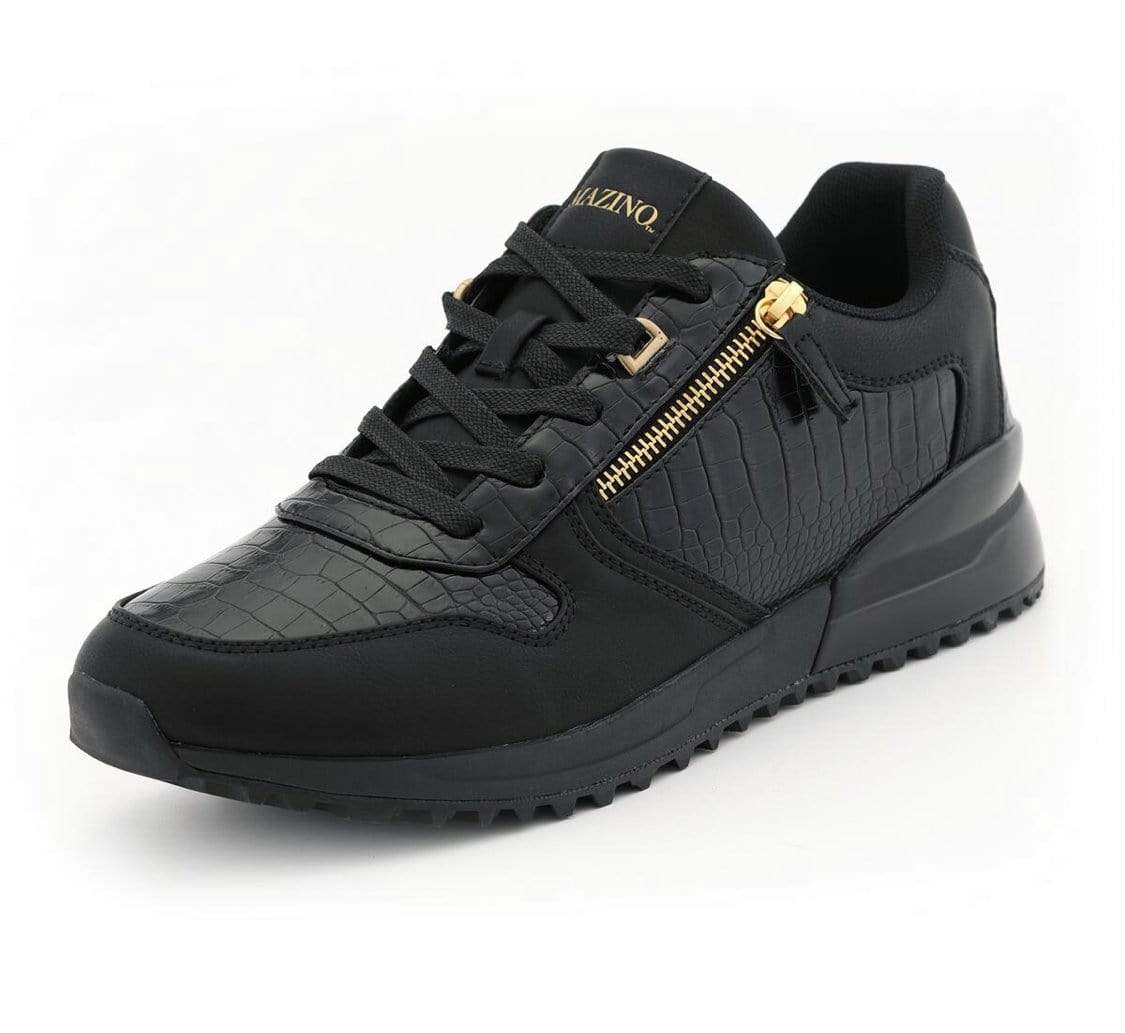 Grooveman Music Shoes Mazino Selenite Zipper Jogger Black & Croc Sneakers - Men