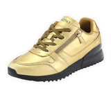 Grooveman Music Shoes Mazino Selenite Zipper Jogger Solid Black & Gold Sneakers - Men