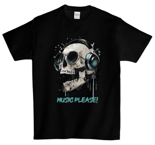 Grooveman Music T Shirt DTG T Shirt | Skull Music Please Full color Edition
