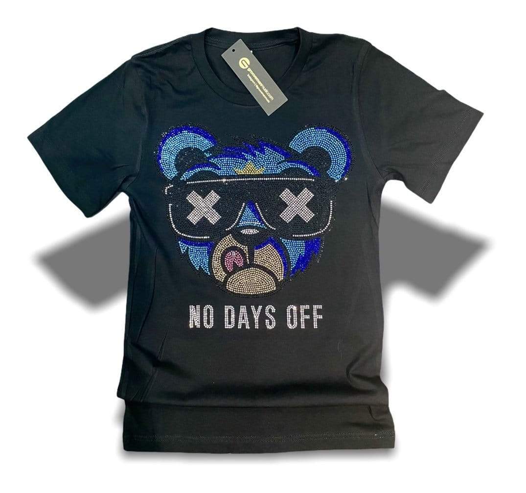 Grooveman Music T Shirt Rhinestones Full T Shirt | No Days Off Blue