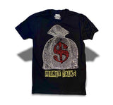Grooveman Music T Shirt Rhinestones T Shirt | Money Talks Silver Gold