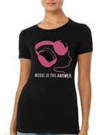 Grooveman Music Women Tees Rhinestone T-Shirt | Music is the Answer