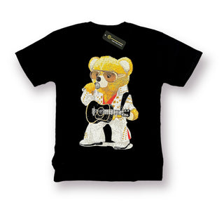Rhinestones Full T Shirt | Teddy with Guitar