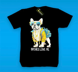 Rhinestones Dog Bitches Love Me T Shirt