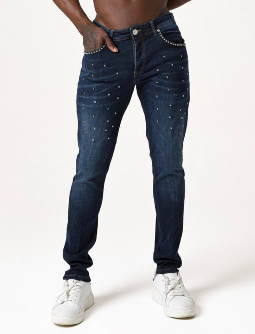 Skinny Blue Studs Denim Jeans