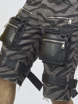 Locked & Loaded Shorts Locked & Loaded -Strapped w/ Leather Dark Grey and Black Zebra Shorts