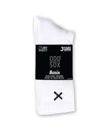 Odd Sox Socks 6-12 / Black Basix Crew Length White (3 Pack) (Cotton)