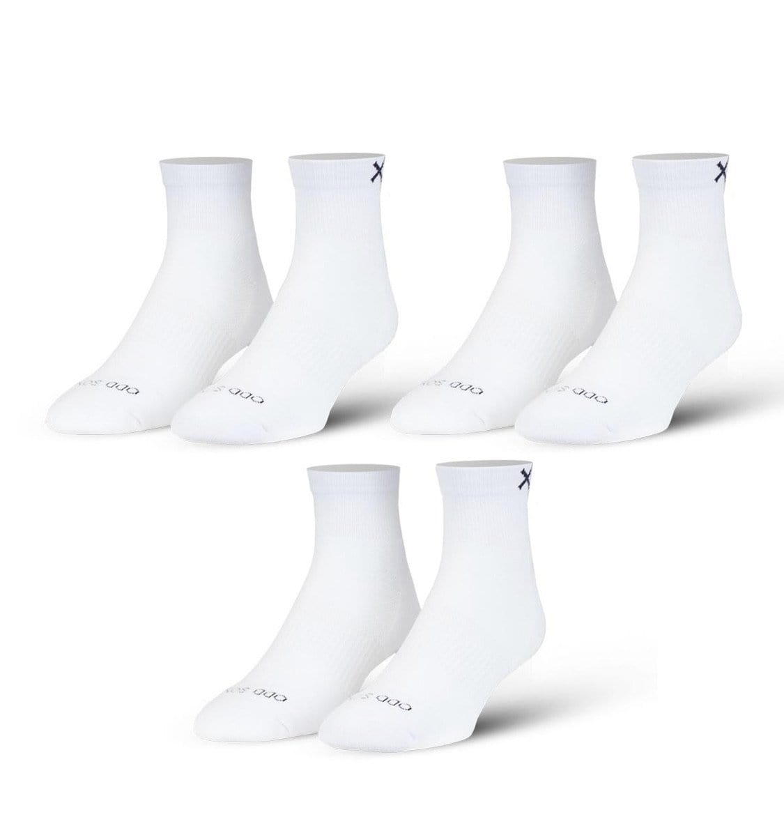 Odd Sox Socks 6-12 / White Basix Quarter White (3 Pack) (Cotton)