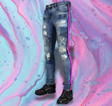 Preme Jeans Eldredge Indigo Pink Sequined Denim Jeans