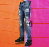 Preme Jeans Eldredge Indigo Pink Sequined Denim Jeans