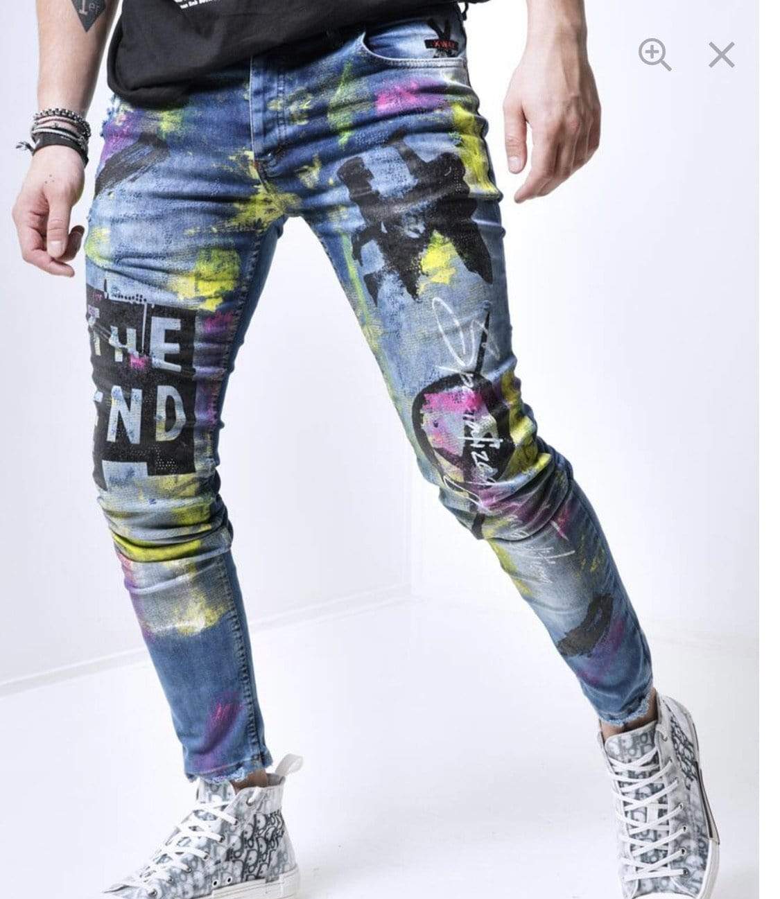 Rebel Groove Jeans Skinny Denim Ripped Neon Jeans