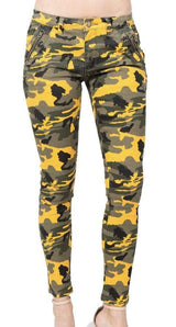 Rebel Groove Jeans Washed Camo Pants with Zippers